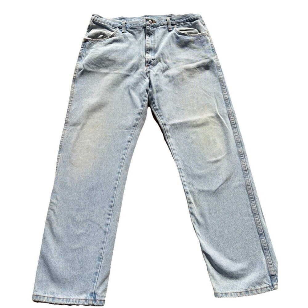 Vintage Lee Jeans Mens 38x30 Regular Fit Straight Leg Light Wash Denim Cotton